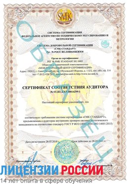 Образец сертификата соответствия аудитора №ST.RU.EXP.00014299-1 Ступино Сертификат ISO 14001